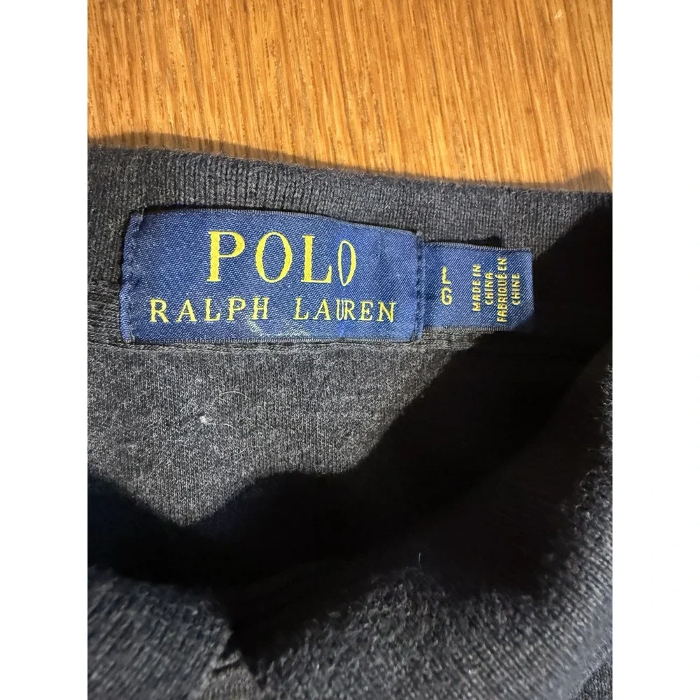 Polo Ralph Lauren Men's L Gray Golf Polo Black Pony 100% Cotton Preppy‎ Tennis